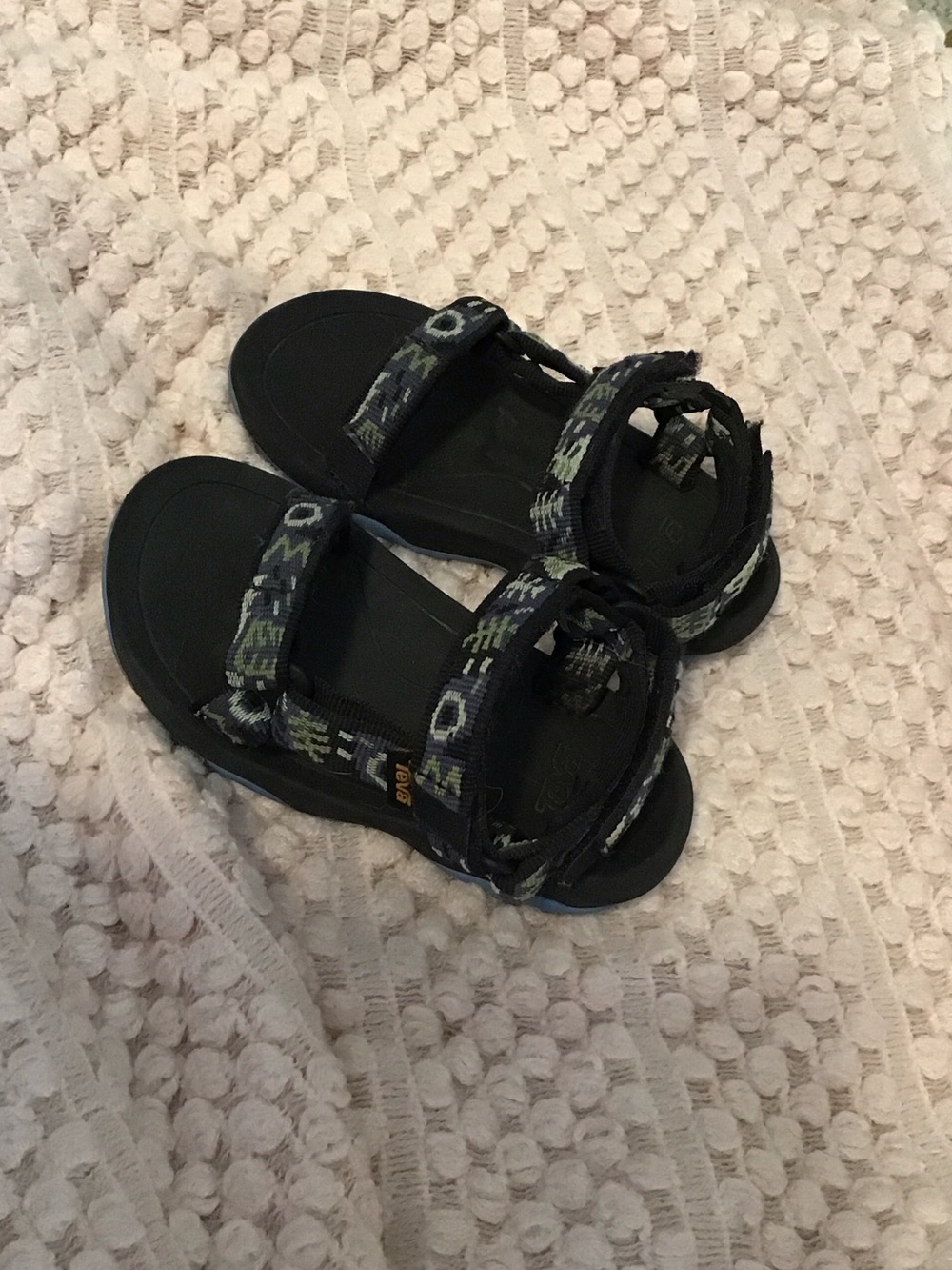 Teva Kids Black and Green Patterned Strap Sport Sandals